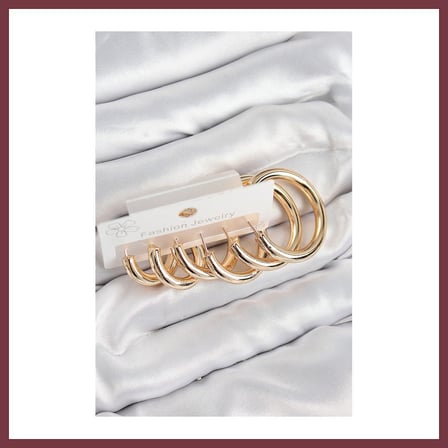 SHNSTORE Pirinç Halka Model Gold Renk Kadın Set Küpe SHN0720