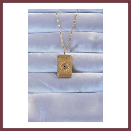 SHNSTORE 316L Çelik Gold Renk İşlemeli Nazarlı Göz Model Vintage Kolye SHN0720