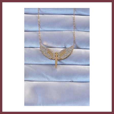 SHNSTORE 316L Çelik Gold Renk Zirkon Taşlı Mikail Kolye SHN0720