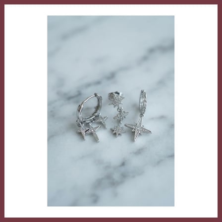 SHNSTORE Kutup Yıldızı Model Gümüş Renk 3 lü Küpe Set SHN0720