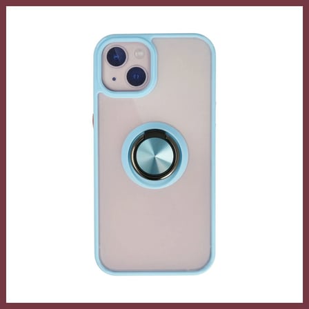 SHNSTORE iPhone 15 Uyumlu Kılıf Montreal Yüzüklü Silikon Kapak - Buz Mavi SHN0720