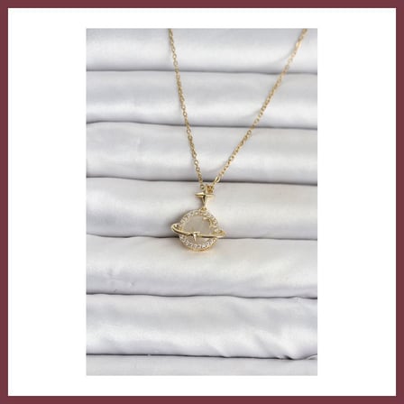SHNSTORE 316L Çelik Zincir Gold Renk Gezegen Model Kadın Kolye SHN0720
