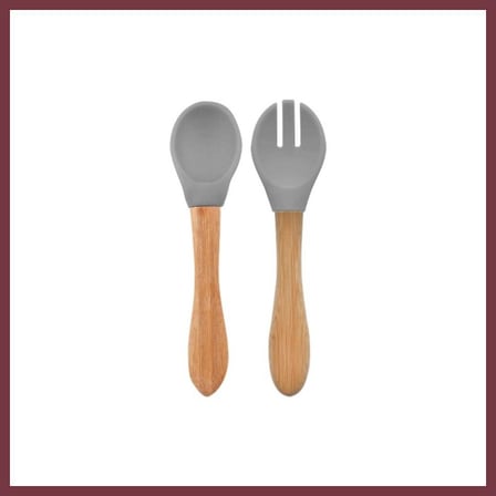 SHNSTORE Mama Kaşığı ve Çatal Seti Powder Grey · Renk: Powder Grey SHN0720