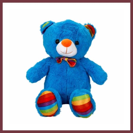 SHNSTORE Oturan Kurdeleli Renkli Peluş Ayı 30 cm SHN0720