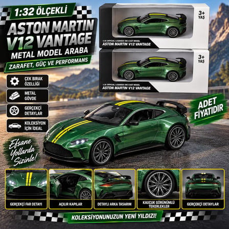 SHNSTORE RW8232 1:32 ASTON MARTON VANTAGE ÇEK BIR.ARABA METAL MODEL ARABA adet fiyatıdır SHN0720
