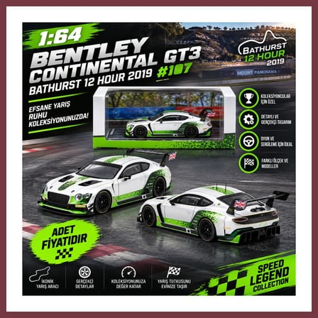 SHNSTORE 1/64 Bentley Continental GT3 Bathurst 12 Hour 2019 #107 (adet fiyatıdır) SHN0720