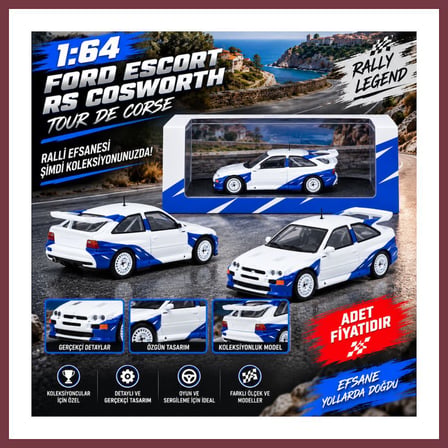 SHNSTORE 1/64 Ford Escort RS Cosworth Tour de Corse (adet fiyatıdır) SHN0720
