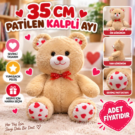SHNSTORE 35 CM PATİLEN KALPLİ AYI SHN0720
