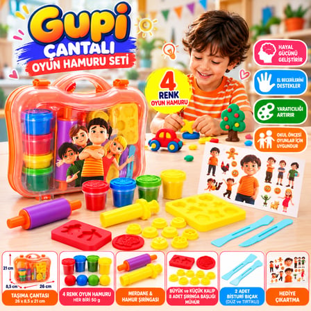 SHNSTORE 6716 OYUN HAMUR SET GUPİ PLSTK ÇNT 4X50GR 20PRÇ GUP SHN0720