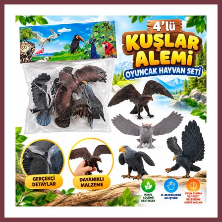 SHNSTORE DMN058-4 4LÜ KUŞLAR ALEMİ OYUNCAK HAYVAN SETİ SHN0720