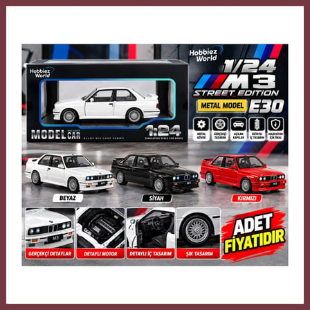 SHNSTORE 1901-440A WORLD 1/24 M3 STREET EDİTİON METAL MODEL E30 SHN0720