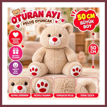 SHNSTORE 50 CM OTURAN AYI PELUŞ OYUNCAK SHN0720