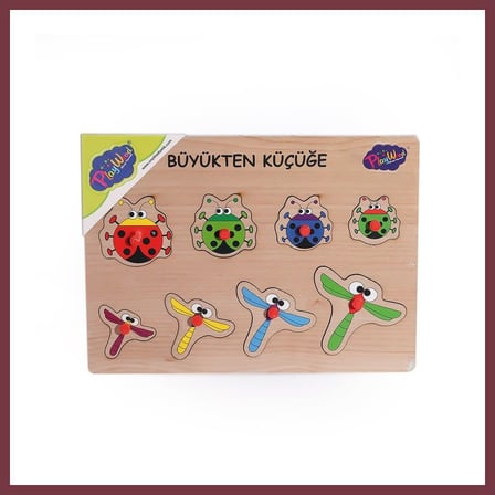 SHNSTORE 131-132 ONY Ahşap Tutmalı Puzzle Büyükten Küçüğe -Onyıl SHN0720