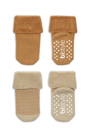 SHNSTORE 2'Li Çemberli Kaymaz Havlu Soket Çorap 10503 Bej-Hardal · Beden: 12-24 Ay · Renk: Bej-Hardal SHN0720