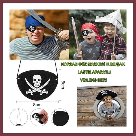 SHNSTORE NessiWorld Vinleks Deri Korsan Göz Bandı Göz Maskesi Lastikli SHN0720