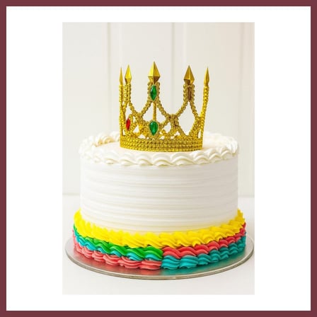 SHNSTORE Altın Işıltılı İnce Pasta Tacı Pasta Üstü Taç Plastik Malzeme 8x8 cm SHN0720