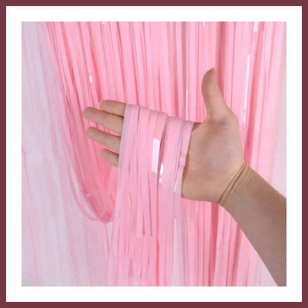 SHNSTORE Soft Pembe Püsküllü Kapı Perdesi - Parti, Baby Shower, Cinsiyet Partisi 1x2 m SHN0720