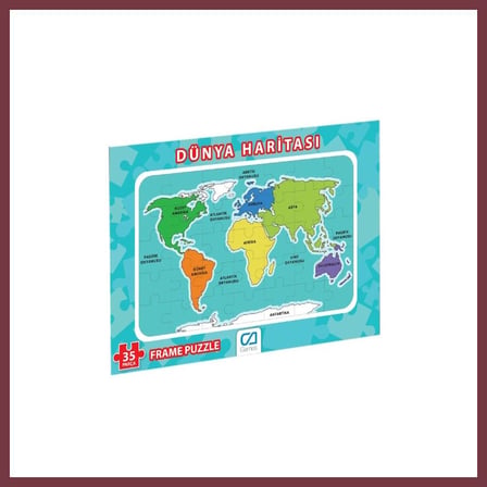 SHNSTORE Dünya Haritası Frame Puzzle 35 Parça SHN0720