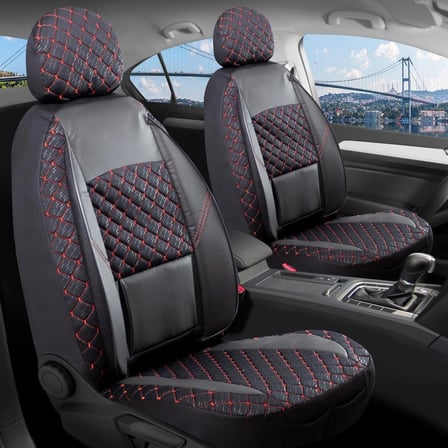 Ford Mondeo Station Wagon Deri Detaylı Oto Koltuk Kılıfı Ön Arka Set Alpine Siyah Kırmızı ŞHN
