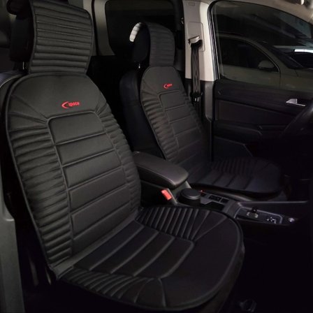 Seat Leon SC Style Oto Koltuk Minderi Ön 2'li Set Siyah Bumerang Serisi ŞHN