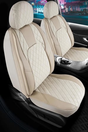 Kia Shuma Yarı Deri Oto Koltuk Kılıfı Ön Arka Set Bej Chester Seri ŞHN