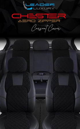 Renault Clio 5 Hatchback Yarı Deri Oto Koltuk Kılıfı Ön Arka Set Siyah Chester Seri ŞHN