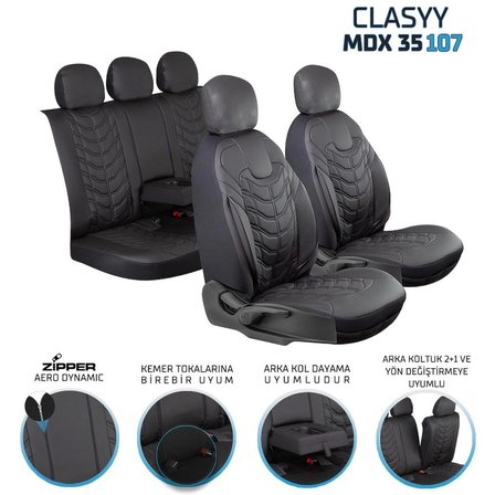 Lada Priora Full Deri Oto Koltuk Kılıfı Ön Arka Set Siyah Classy Model ŞHN