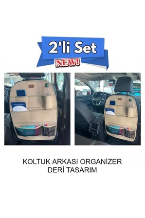Renault Clio 3 Station Wagon Deri Koltuk Arkası Düzenleyici Koruyucu Bej 2 Adet ŞHN