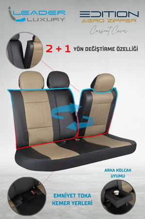 Chery Tiggo 8 Pro Avantgarde Full Deri Oto Koltuk Kılıfı Ön Arka Set Bej Siyah Edition ŞHN