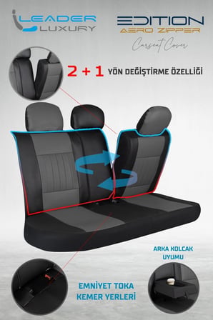 Toyota Corolla E170 2013-2018 Full Deri Oto Koltuk Kılıfı Ön Arka Set Füme Siyah Edition ŞHN