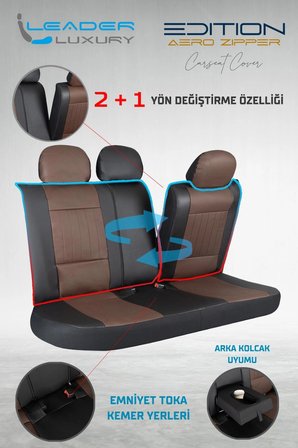 Mercedes-Benz Vaneo Full Deri Oto Koltuk Kılıfı Ön Arka Set Kahverengi Edition ŞHN