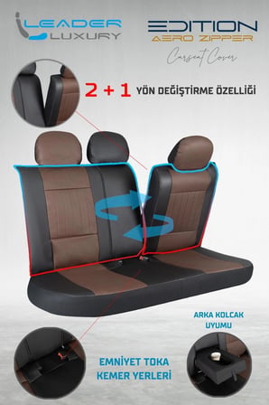 Renault Clio 5 Hatchback Full Deri Oto Koltuk Kılıfı Ön Arka Set Kahverengi Edition ŞHN