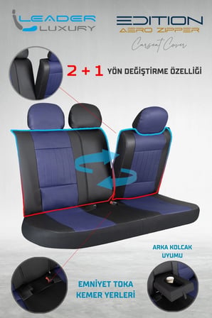 Opel Corsa B Full Deri Oto Koltuk Kılıfı Ön Arka Set Lacivert Edition ŞHN