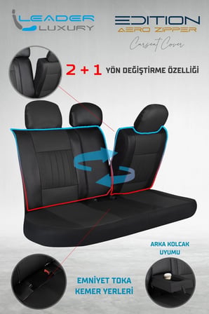 MG HS 2018-2023 Full Deri Oto Koltuk Kılıfı Ön Arka Set Siyah Edition ŞHN