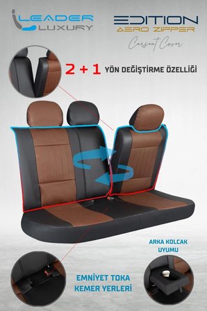 Kia Stonic Full Deri Oto Koltuk Kılıfı Ön Arka Set Tarçın Edition ŞHN