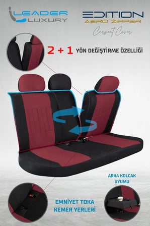 Tata Manza Tay Tüyü Oto Koltuk Kılıfı Fermuarlı Ön Arka Set Bordo Edition