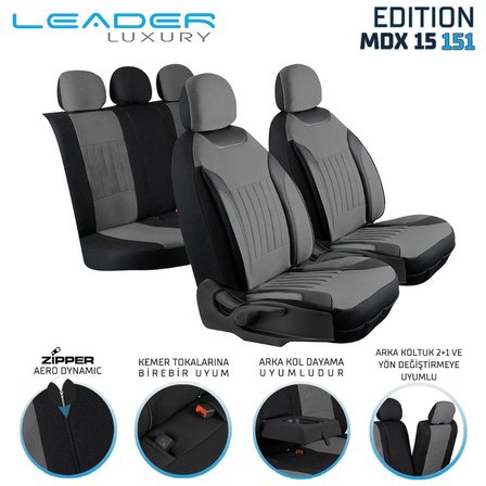 Citroen C6 Tay Tüyü Oto Koltuk Kılıfı Fermuarlı Ön Arka Set Füme Edition