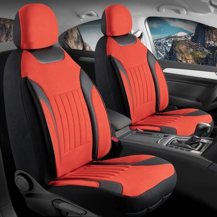 Citroen e-C4 Tay Tüyü Oto Koltuk Kılıfı Fermuarlı Ön Arka Set Kırmızı Edition