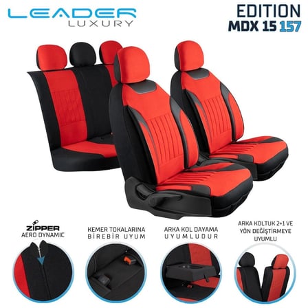 Fiat Egea Lounge Tay Tüyü Oto Koltuk Kılıfı Fermuarlı Ön Arka Set Kırmızı Edition