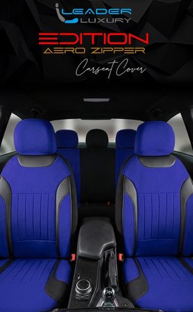 Peugeot 106 XS Tay Tüyü Oto Koltuk Kılıfı Fermuarlı Ön Arka Set Mavi Edition