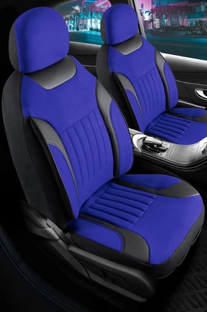 Toyota Yaris 2019-2024 Tay Tüyü Oto Koltuk Kılıfı Fermuarlı Ön Arka Set Mavi Edition