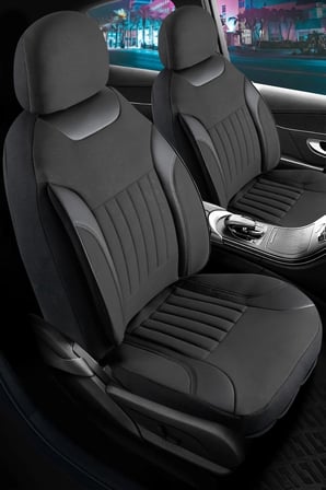 Peugeot 206+ Tay Tüyü Oto Koltuk Kılıfı Fermuarlı Ön Arka Set Siyah Edition