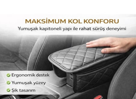Fiat Egea S-Design Kapitoneli Araç Kolçak Kol Dayama Minderi Siyah ŞHN