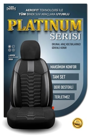 Opel Combo Life 2+1 Deri Detaylı Oto Koltuk Kılıfı Ön Arka Set Siyah Beyaz Platinium Model ŞHN