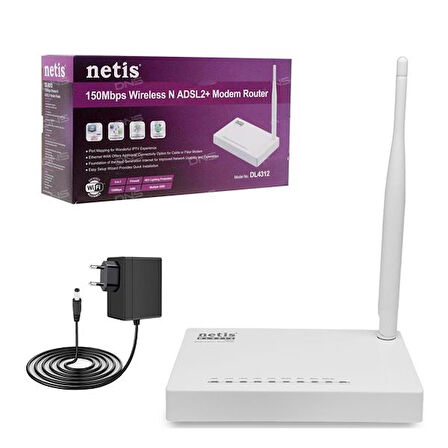 NETİS DL-4312 Kablosuz Modem Router 4 Port 150 Mbps Adsl2