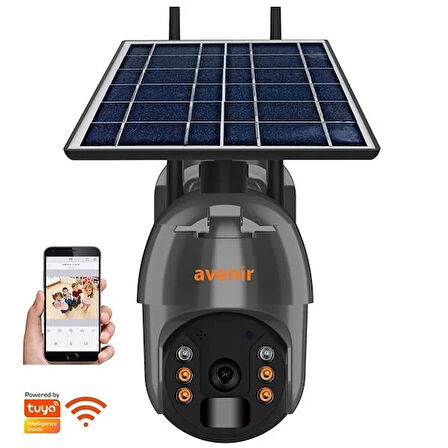 AV-S250 Solar Smart Güvenlik Kamerası 2Mp 3.6Mm Wi-Fi Ptz Renkli Gece Görüş Dış Mekan