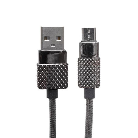 3 AMPER METAL YAYLI 1 METRE MICRO USB DATA VE ŞARJ KABLOSU