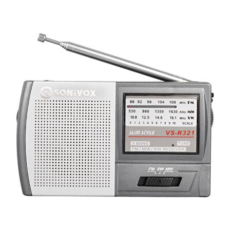 SONIVOX VS-R321 GRİ RENK CEP TİPİ ANALOG FM RADYO