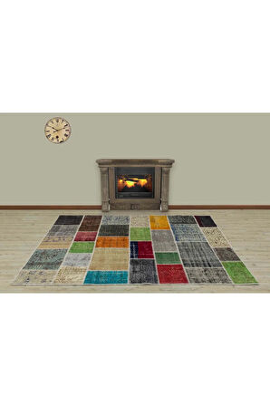El Yapımı Patchwork Benzersiz Halı 160 x 230 cm 5052