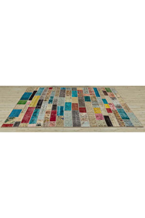 El Yapımı Patchwork Benzersiz Halı 160 x 230 cm 5052